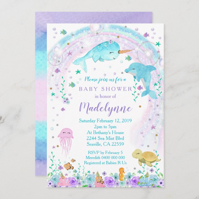 Under the Sea Baby Shower Invitation (Front/Back)