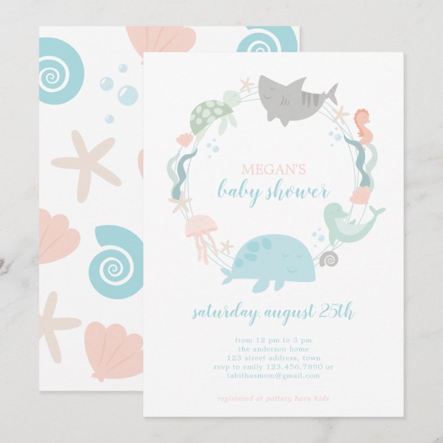 Under The Sea Baby Shower Invitation (Front/Back)