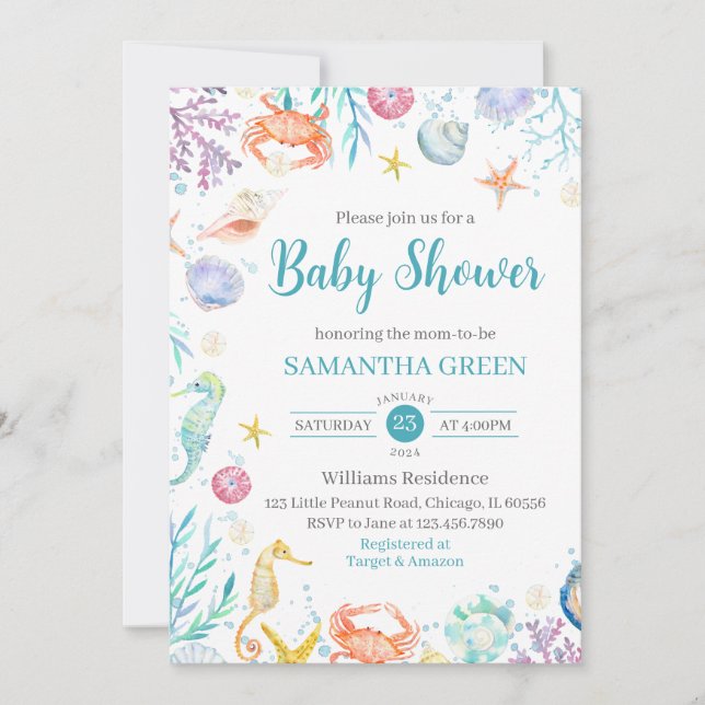 Under the Sea Baby Shower Invitation (Front)