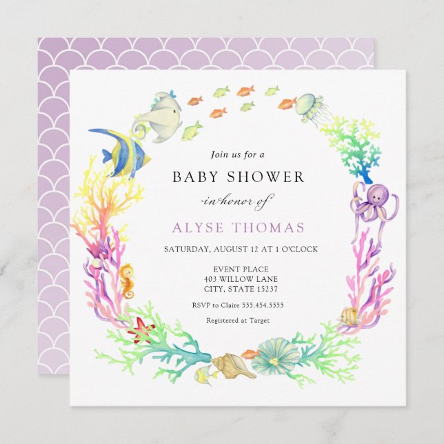 Under The Sea Baby Shower Invitation (Front/Back)