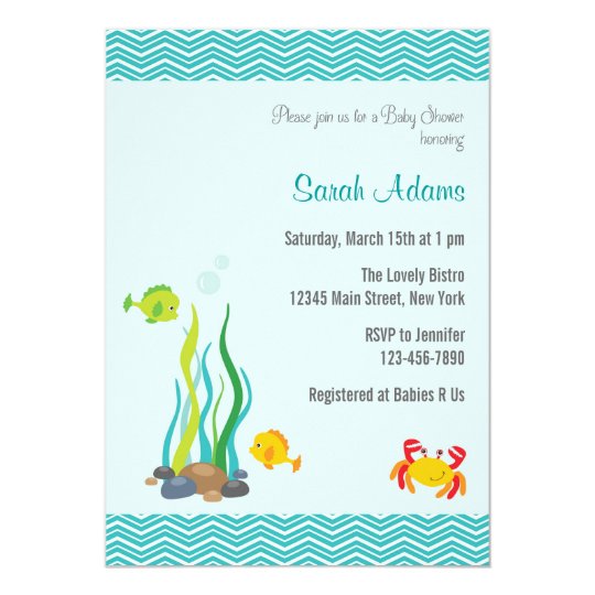 Under The Sea Baby Shower Invitation Ocean Blue