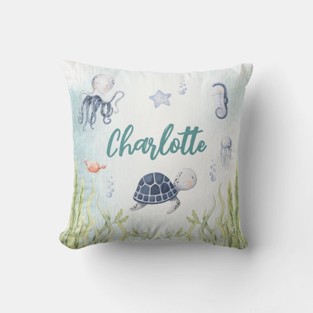 Under The Sea Baby Shower Nursery Pillow (Front)