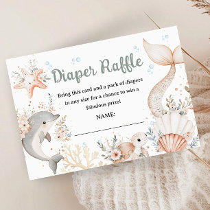 Under The Sea Baby Shower Pink Ocean Diaper Raffle Enclosure Card