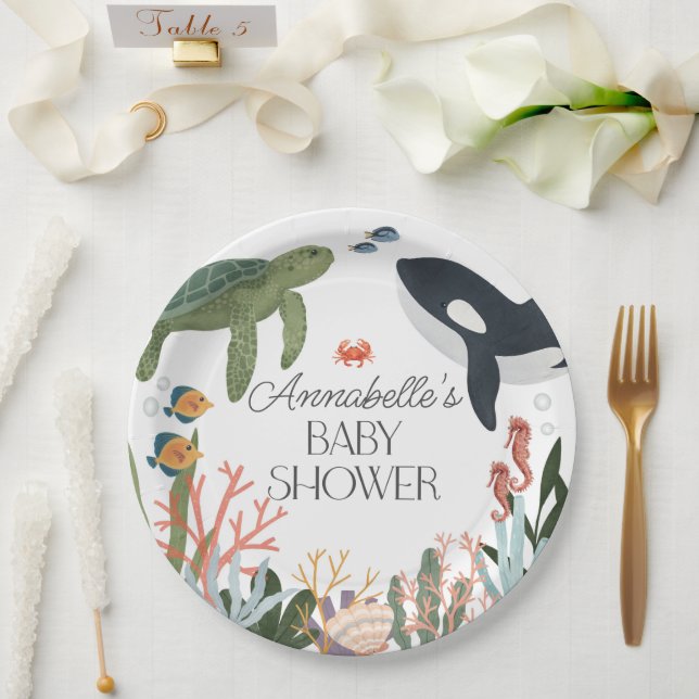 Under The Sea Baby Shower Table Decor Paper Plate (Wedding)