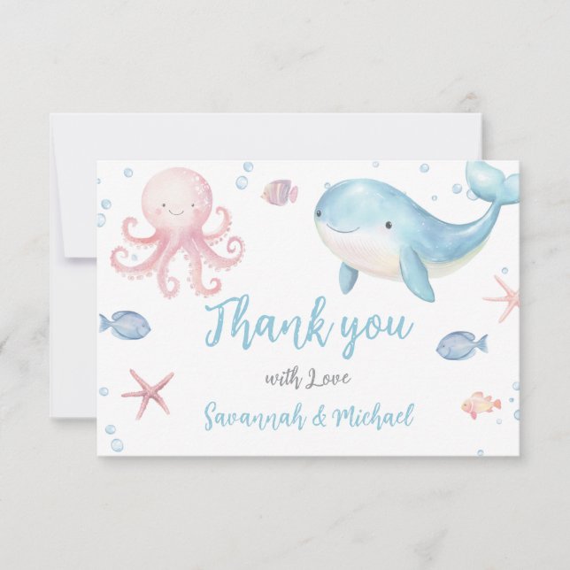 Under the Sea Baby Shower Thank You Card (Front)