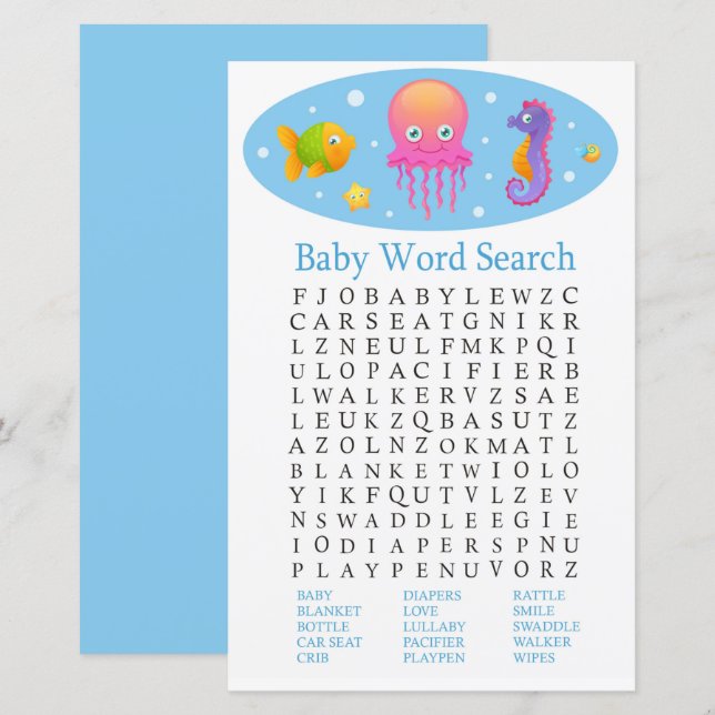 Under the sea Baby word scramble game (Front/Back)