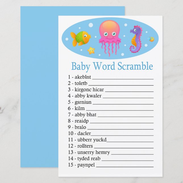 Under the sea Baby word scramble game (Front/Back)
