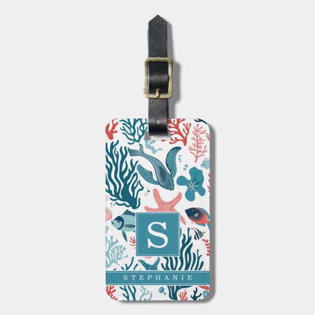 Under the Sea Background Luggage Tag (Front Vertical)