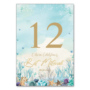 Under the Sea Beach Bat Mitzvah 12th 13th Birthday Table Number