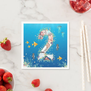 Under The Sea Big 2nd Birthday Photo Collage Napkin