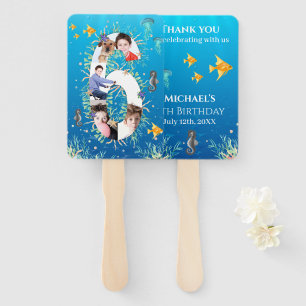 Under The Sea Big 6th Birthday Photo Collage Hand Fan