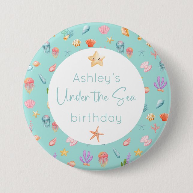 Under The Sea Birthday 3 Inch Round Button (Front)