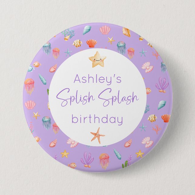 Under The Sea Birthday 3 Inch Round Button (Front)