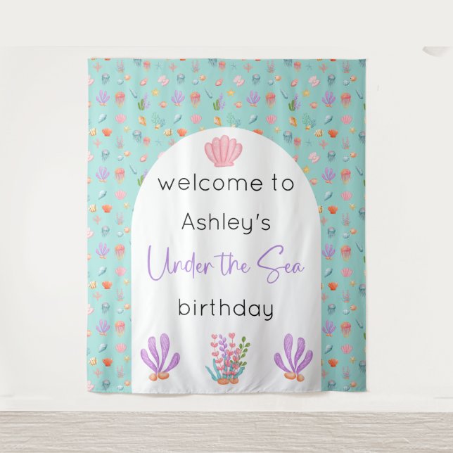 Under The Sea Birthday Backdrop Tapestry (Front)