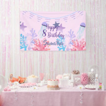 Under the Sea Birthday Banner Pink and Purple