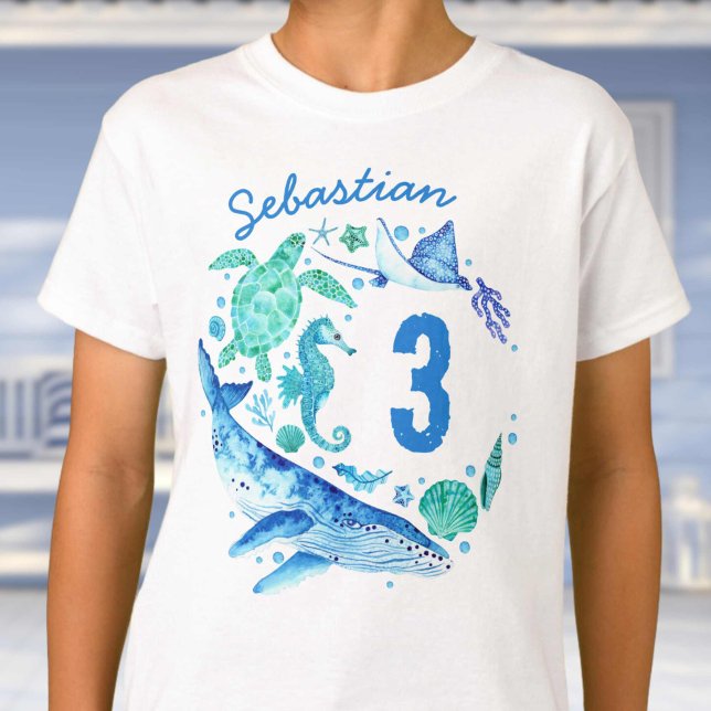 Under the Sea Birthday Boy Watercolor Whale T-Shirt (Under the Sea Birthday Boy Watercolor Whale T-Shirt)