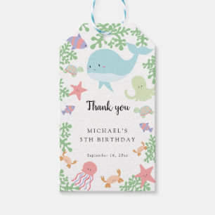 Under the Sea Birthday Cute Pastel Thank you Gift Tags