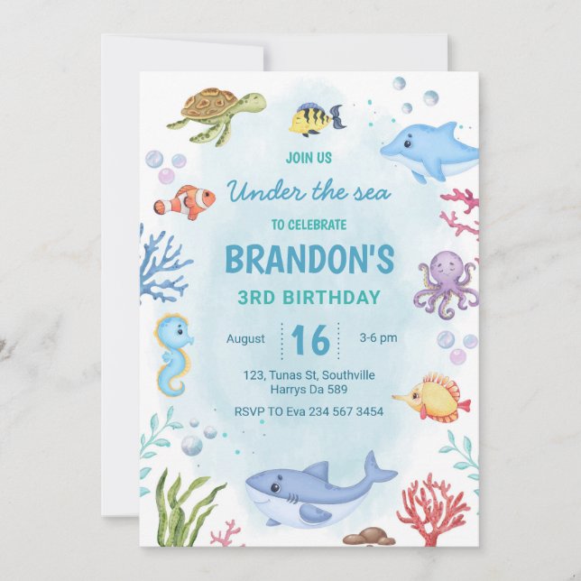 Under the Sea Birthday Invitation (Front)