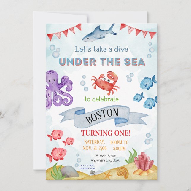 UNDER THE SEA BIRTHDAY INVITATION (Devant)