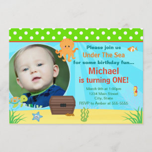 Under The Sea Birthday Invitation 5x7 Photo Card