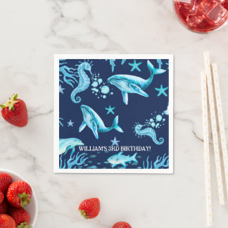 Under the Sea birthday invitation, ocean boy Napkin