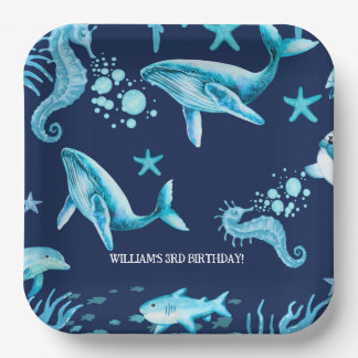 Under the Sea birthday invitation, ocean boy Paper Plate