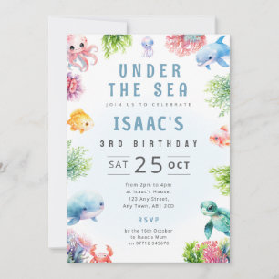 Under the Sea Birthday Invite Ocean Animals Party