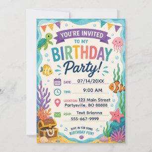 Under the Sea Birthday Ocean Theme Invitation