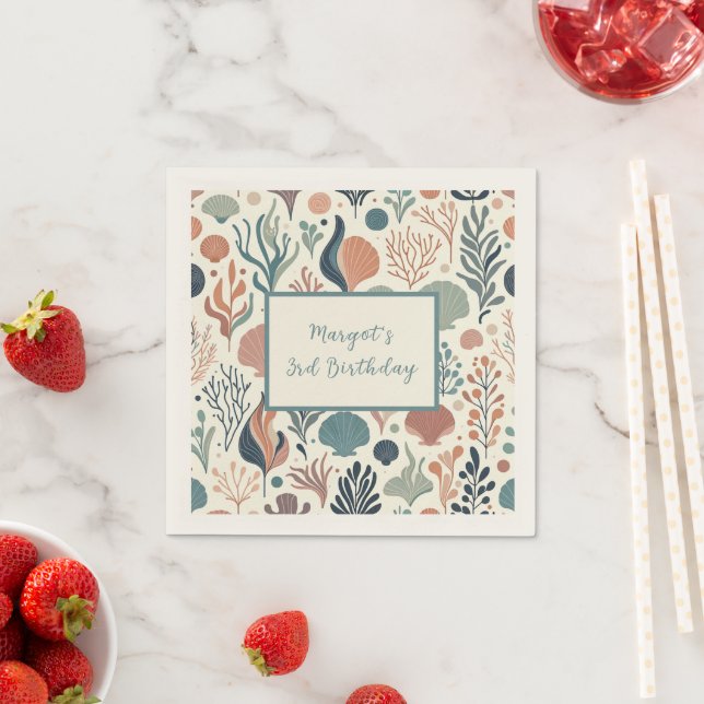 Under the Sea Birthday, Ocean Whispers Pattern Napkin (Insitu)