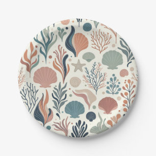 Under the Sea Birthday, Ocean Whispers Pattern Paper Plate