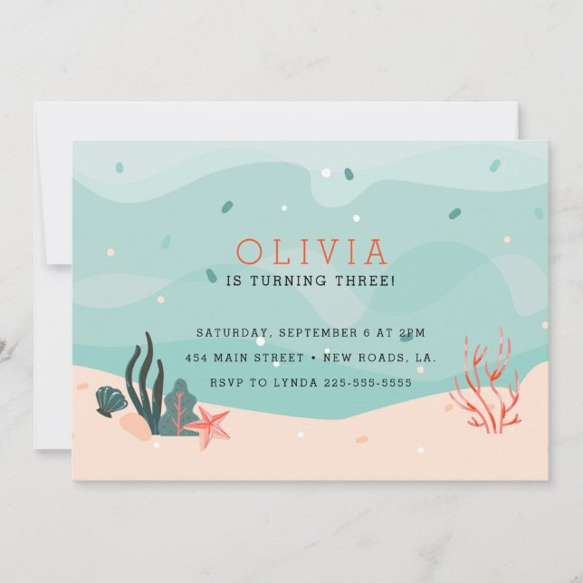Under the Sea Birthday Party Invitation (Front)