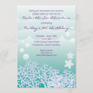 Under the Sea Birthday Party Invitation (Aqua)