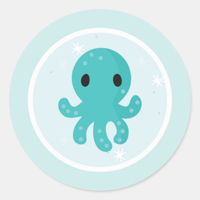 Under the Sea Birthday Party Octopus Classic Round Sticker (Front)
