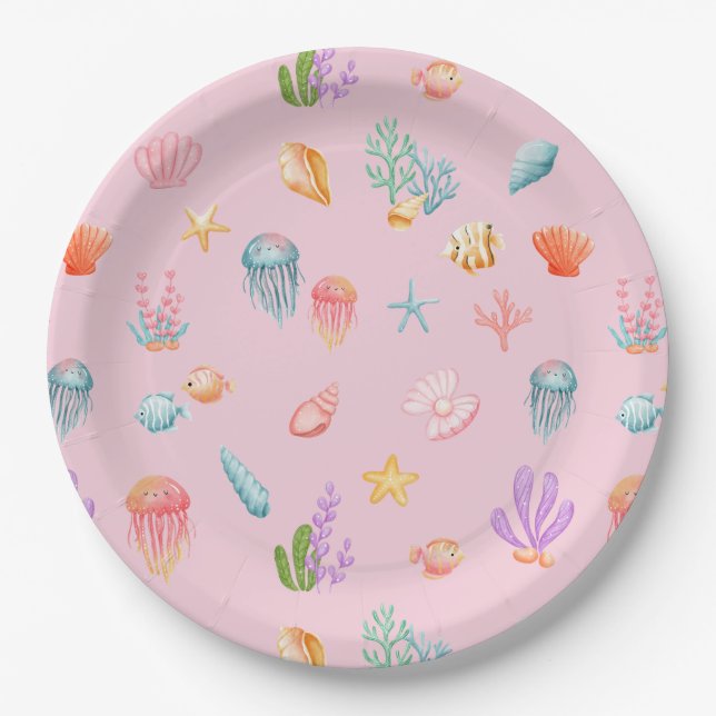 Under The Sea Birthday Party Paper Plate (Front)
