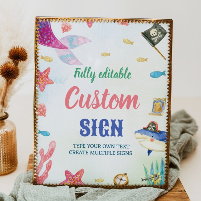 Under The Sea Birthday Party Table Sign (Creator Uploaded)