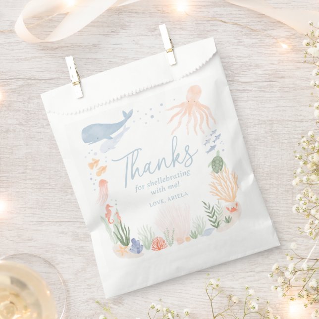 Under the Sea Birthday Thanks for shellebrating Favour Bag (Clipped)