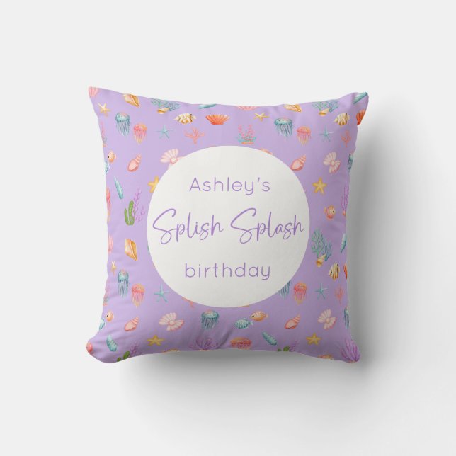 Under The Sea Birthday Throw Pillow (Front)