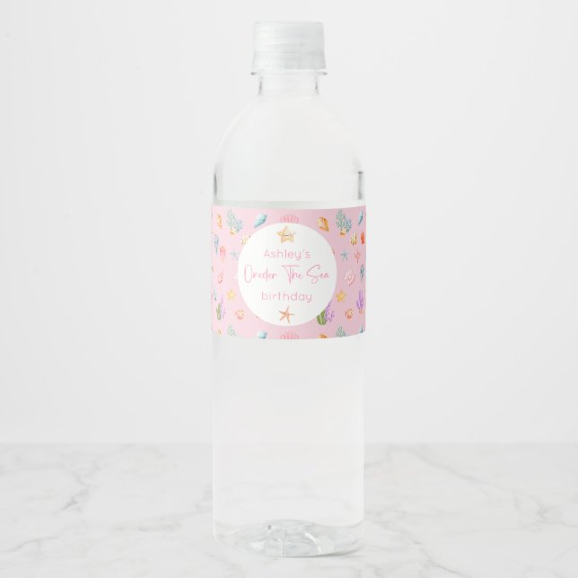 Under The Sea Birthday Water Bottle Label (Front)