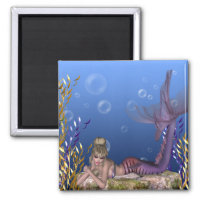 Under the Sea Blonde Mermaid Fantasy Magnet