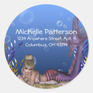 Under the Sea Blonde Mermaid Return Address Labels