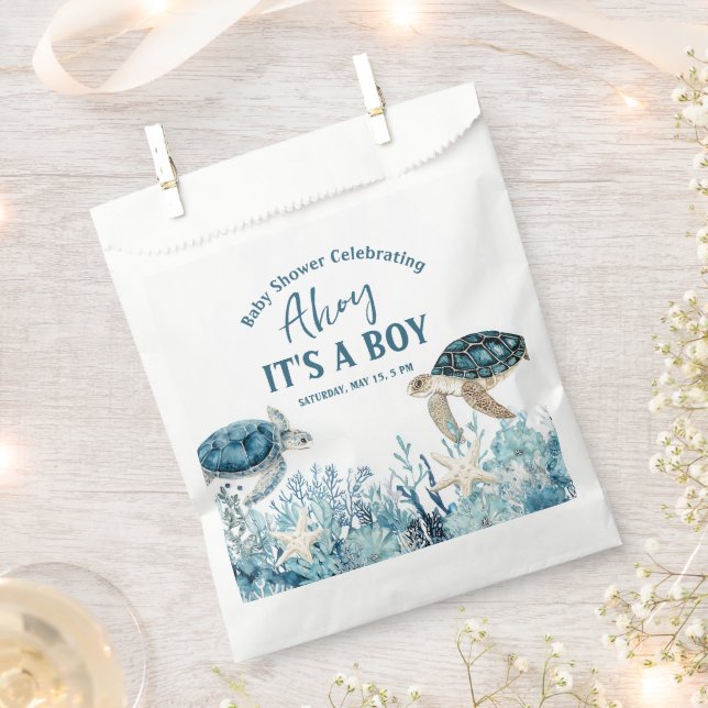 Under the Sea Blue Ahoy It's a Boy Baby Shower Favour Bag (Clipped)