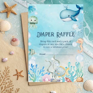 Under the Sea blue boy Baby Shower Diaper Raffle Enclosure Card