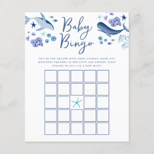Under the Sea Blue Boy Whale Baby Bingo Game