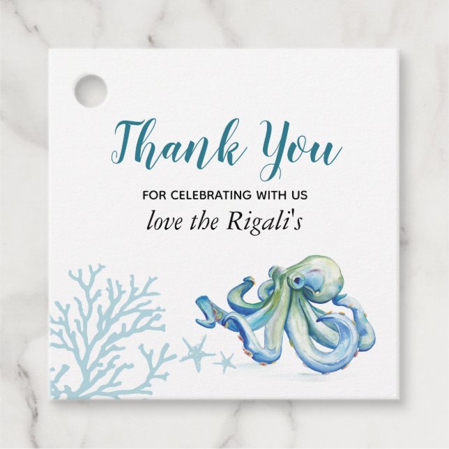 Under The Sea Blue Favour Tag (Front)