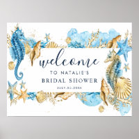 Under the Sea Blue & Gold Bridal Shower Welcome 