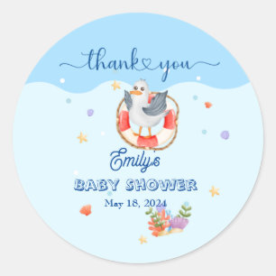 Under the Sea Blue It's a Boy Baby Shower Seabird Classic Round Sticker