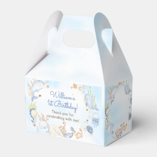 Under the Sea Blue Sea Life 1st Birthday Party Favor Box