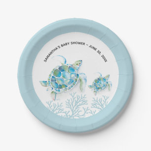Under The Sea Blue Sea Turtle Paper Plate