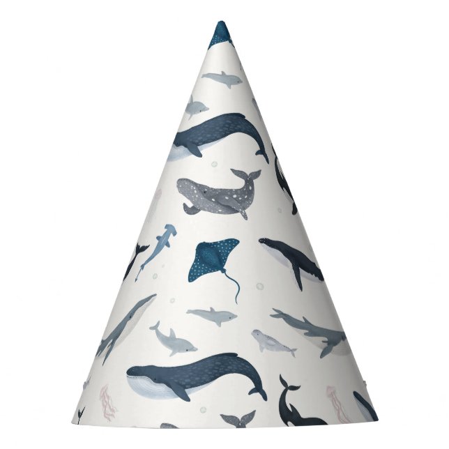Under the Sea Blue Whale Party Accessories Party Hat (Front)