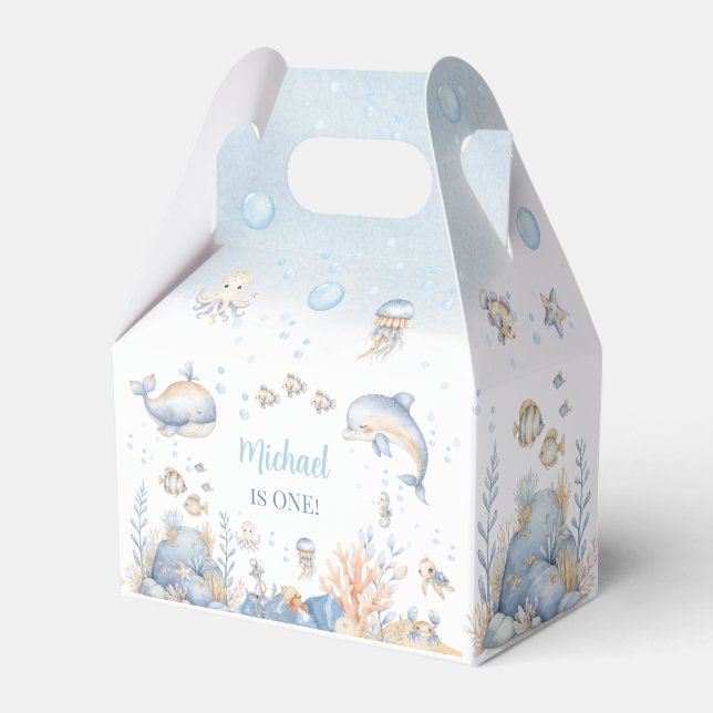 Under the Sea Boy 1st Birthday Favour Box (Front Side)